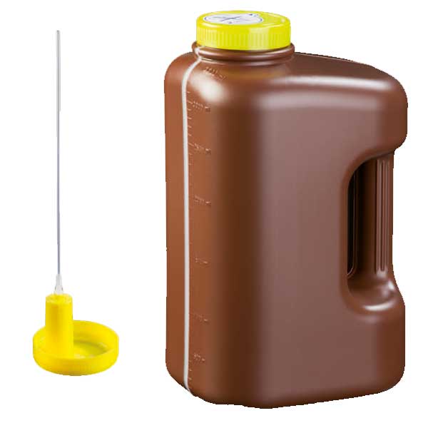 flacon-pour urine de 24 heures a-vide-marron-3-litres-avec-canule odil-shop.fr