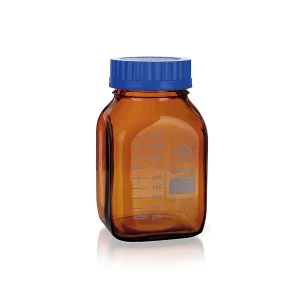 Flacon gradué ISO en verre carré ambré odil-shop.fr